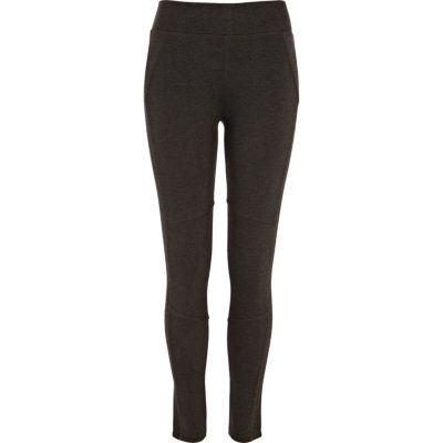 dark grey ponti ribbed seamed leggings