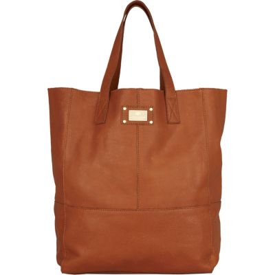 beige leather tote bag