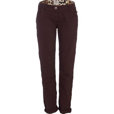 Burgundy roll leg straight jeans