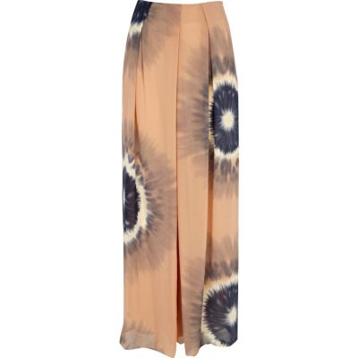 pink tie dye print palazzo trousers
