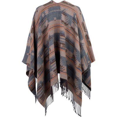 Brown aztec print cape