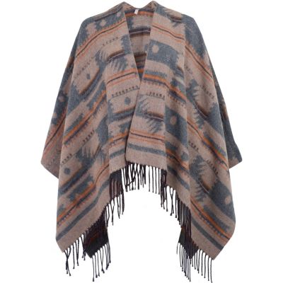 Brown aztec print cape