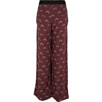 Red print palazzo trousers