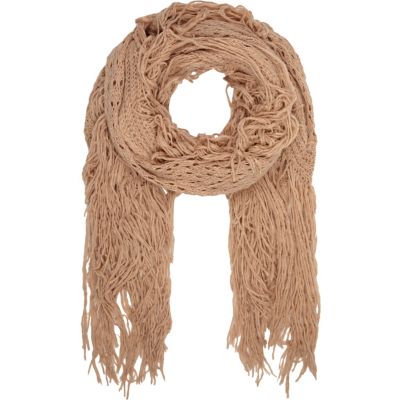 beige tassel scarf