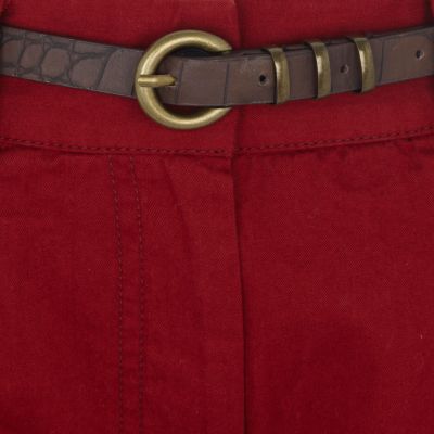 Dark red belted chinos