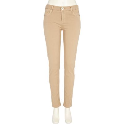 Light beige olive super skinny jeans