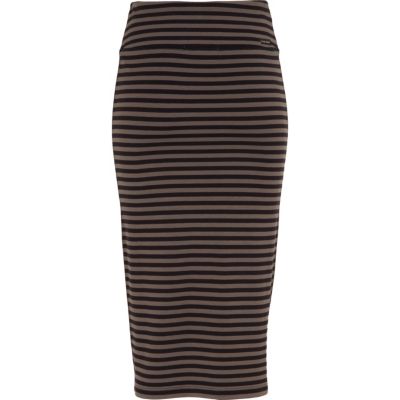 Grey stripe midi tube skirt