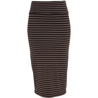 Grey stripe midi tube skirt