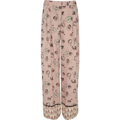 Pink print palazzo trousers 