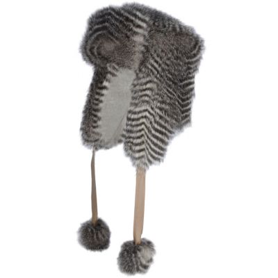 Grey faux fur trapper hat