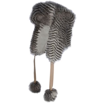 grey faux fur trapper hat