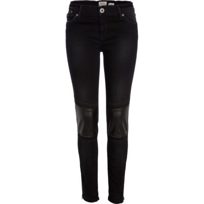 Black PU super skinny jeans