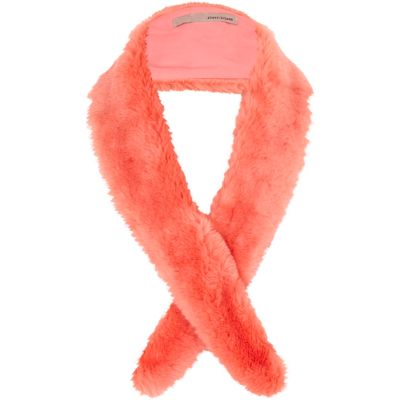 coral faux fur tippet