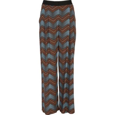 Blue chevron print trousers