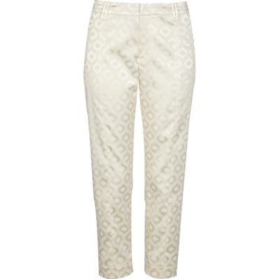 cream jacquard design forum trousers