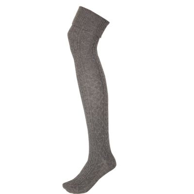 grey cable over the knee socks