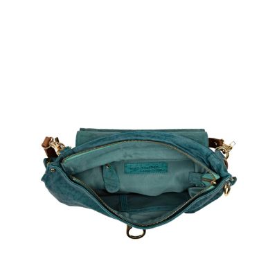 Green circle lock leather satchel