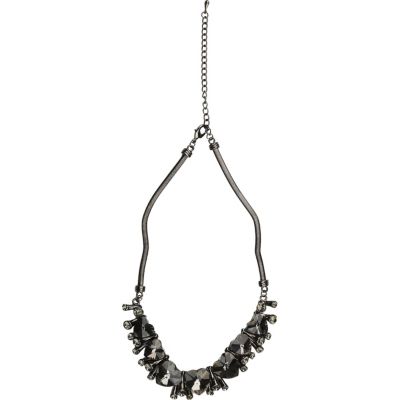 black faceted multi heart necklace