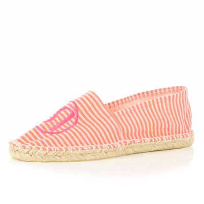 pink stripe logo espadrilles