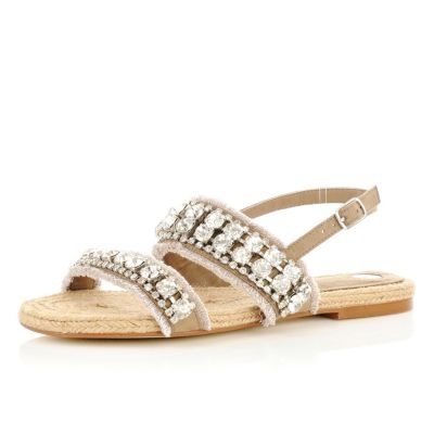 dark beige embellished sandals