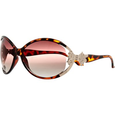 brown print bow side sunglasses