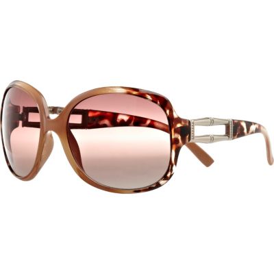 cream print metal insert sunglasses