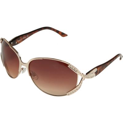 gold side diamante metal sunglasses