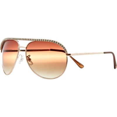 pink diamante frame aviator sunglasses
