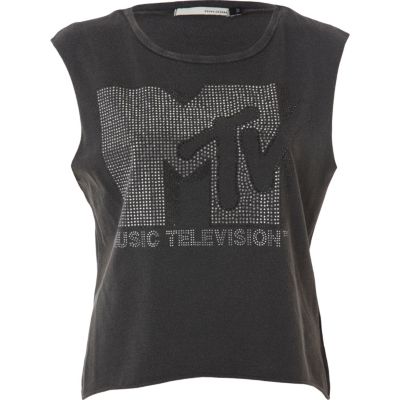 black mtv print tank