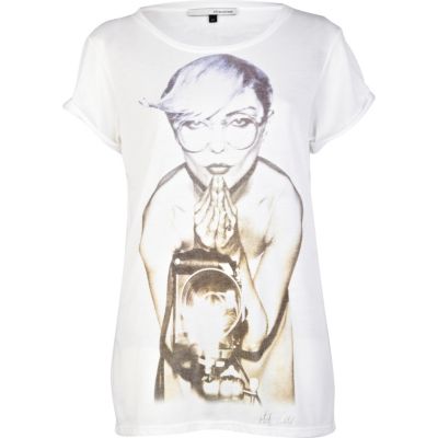 white blondie camera print t-shirt