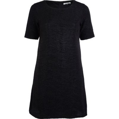 Black metallic a line shift dress