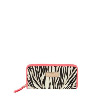 black zebra print print zip pleat purse