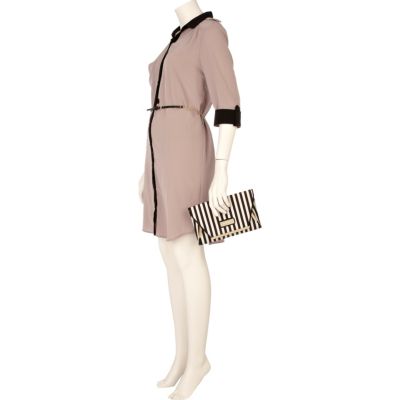 Black stripe clutch bag