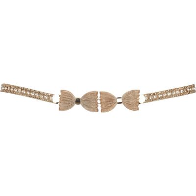 gold tone bow and diamante belt
