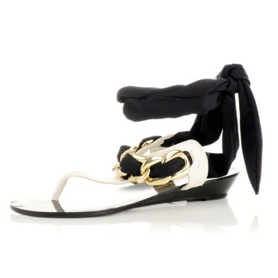 white chain sandals