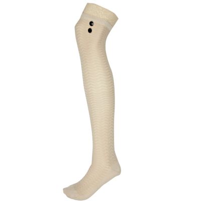 beige button socks