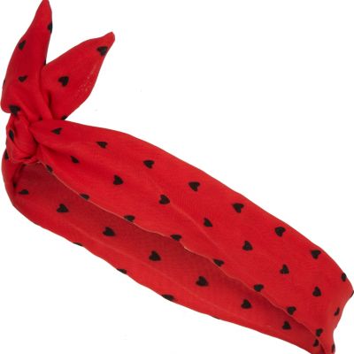 red heart print wrap headband
