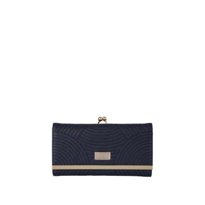 navy curve stitch clip top purse