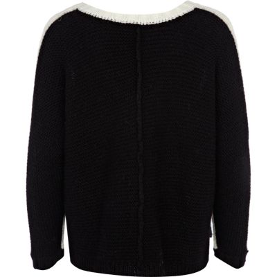 Cream colour block v neck jumper