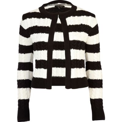 black stripe cropped cardigan