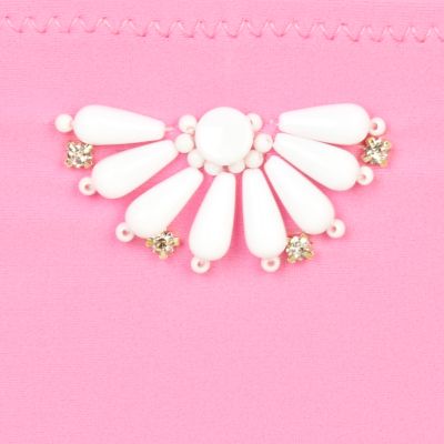 Pink bead flower bikini briefs