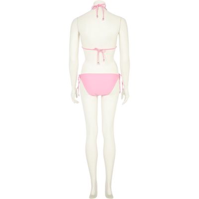 Pink bead flower bikini briefs