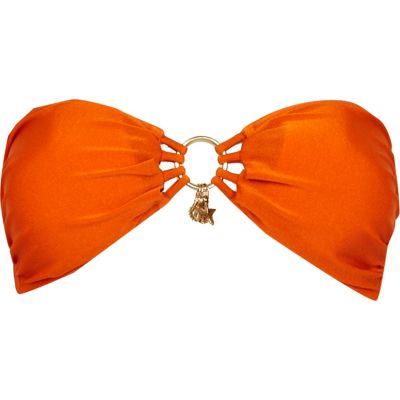 orange charm bandeau bikini top