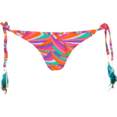 Pink print feather briefs