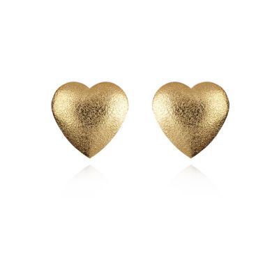 gold tone heart stud earrings