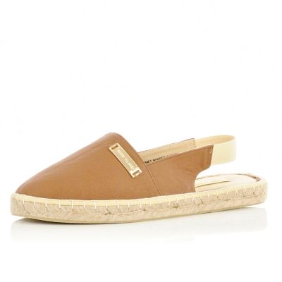 Light brown pu slingback espadrilles