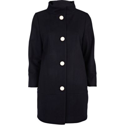 navy funnel neck coat