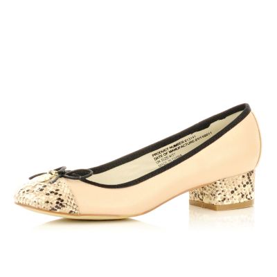 beige snake print ballerina shoes