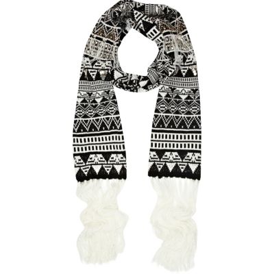 black print embellished scarf