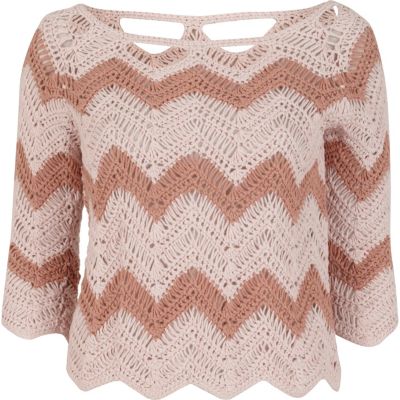 pink zig zag crochet jumper
